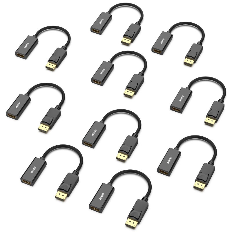 BENFEI DisplayPort to HDMI Adapter, 10 Pack Gold Plated DisplayPort/DP from Computer/Laptop to HDMI from Monitor/TV/Projector Converter (Not Bi-Directional, Not Compact with USB Port) - Image 1